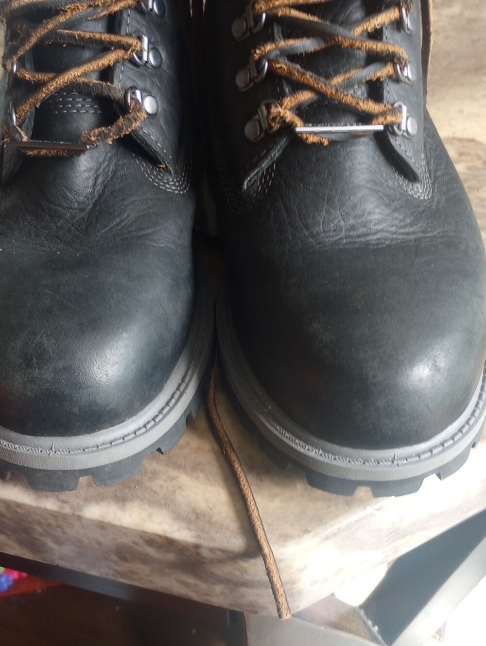 Timberland Black and Brown Lace-Up Work Boots - Picture 2 of 6
